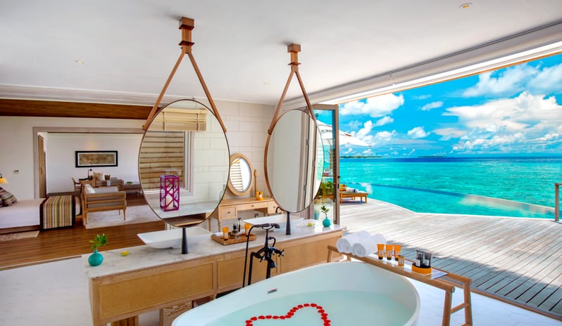 Milaidhoo Island Maldives-Ocean Residence romantic bath with a view_13649